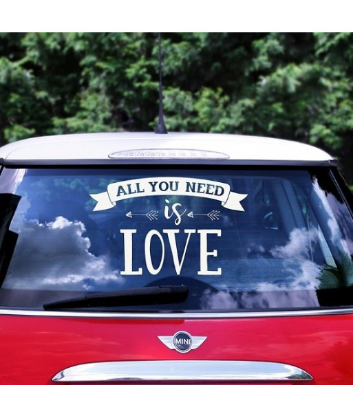 Sticker voiture mariage - All you need is Love