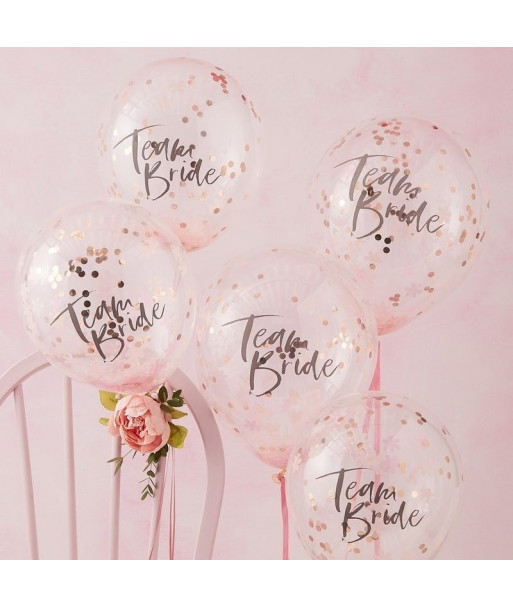 Ballons confettis EVJF - Team Bride (par 5)