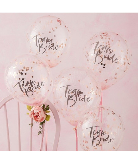 Ballons confettis EVJF - Team Bride (par 5)