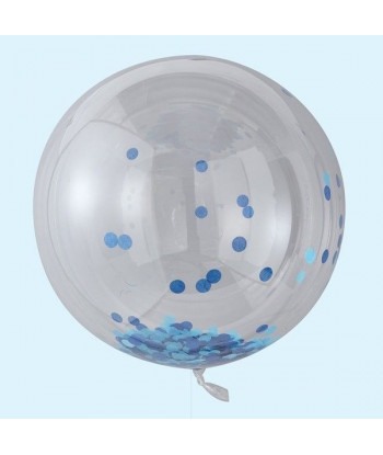 Ballons confettis géant bleu (par 3) - 90 cm