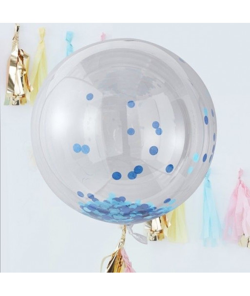 Ballons confettis géant bleu (par 3) - 90 cm
