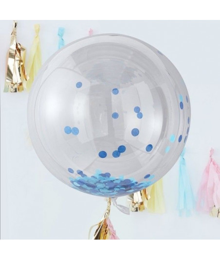 Ballons confettis géant bleu (par 3) - 90 cm