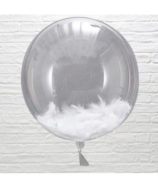 Ballons transparents avec plumes (par 3) - 45 cm