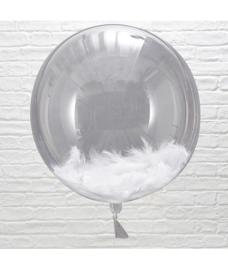 Ballons transparents avec plumes (par 3) - 45 cm