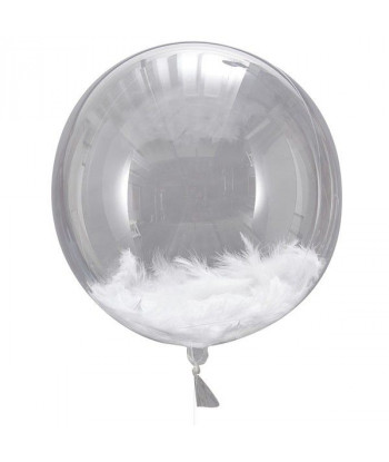 Ballons transparents avec plumes (par 3) - 45 cm