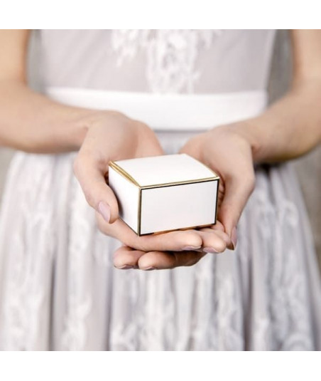 Boîtes cadeaux - blanc et or (par 10)