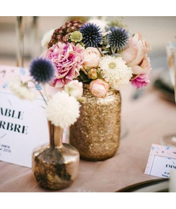 Vase avec paillettes or