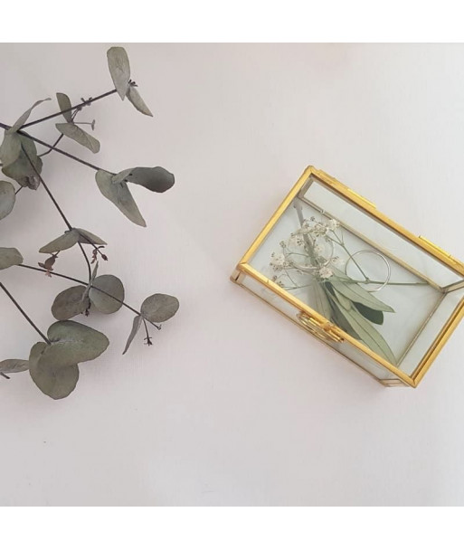 Boîte à alliances en verre et métal or