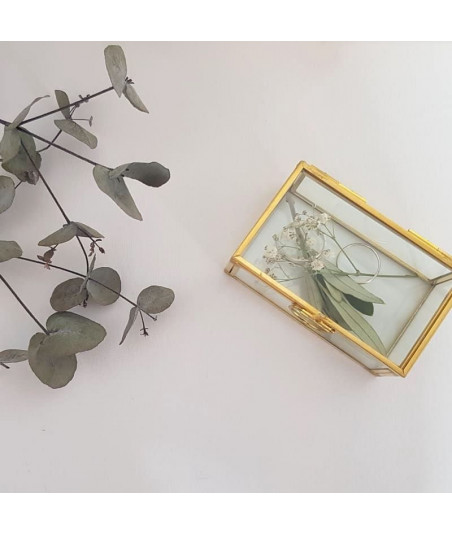 Boîte à alliances en verre et métal or
