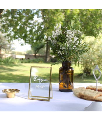 Cadre verre numero table mariage, menu mariage