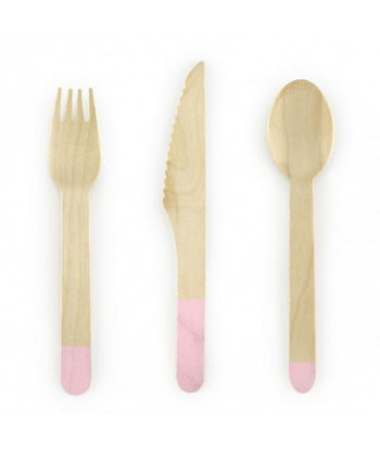 Couverts en bois - rose