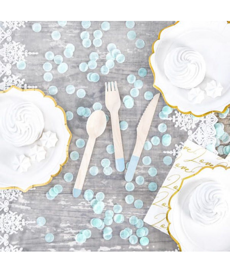 Couverts en bois - bleu