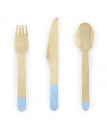 Couverts en bois - bleu