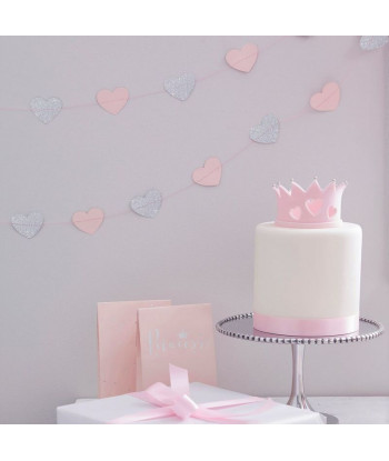 Guirlande coeur rose et argent