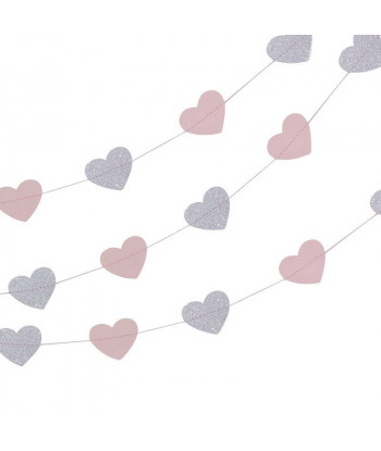 Guirlande coeur rose et argent
