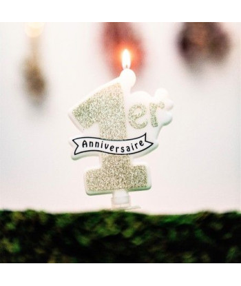 Bougie 1er anniversaire - or