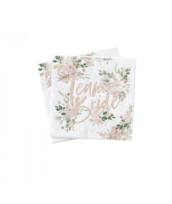 Serviettes Team Bride fleuries