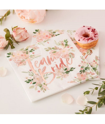 Serviettes Team Bride fleuries