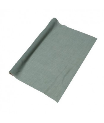 Chemin de table mousseline de coton vert sauge