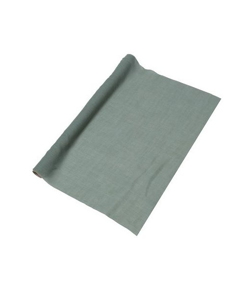Chemin de table mousseline de coton vert sauge