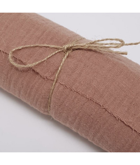 Chemin de table en  gaze de coton - vieux Rose