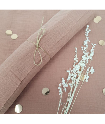 Chemin de table en  gaze de coton - vieux Rose