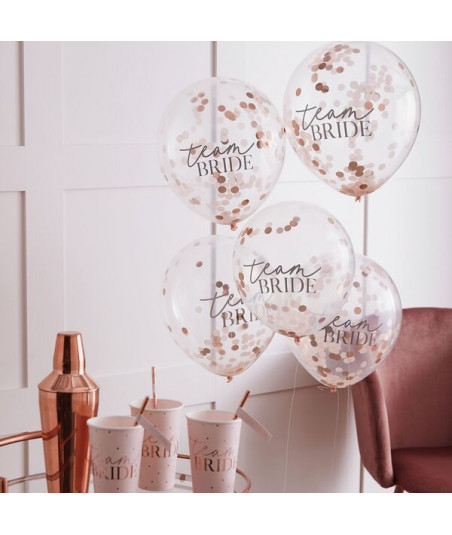 Ballons confettis EVJF rose nude x 5