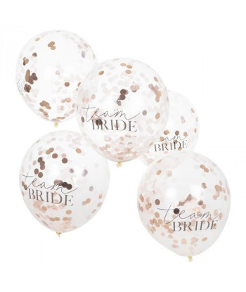 Ballons confettis EVJF rose nude x 5