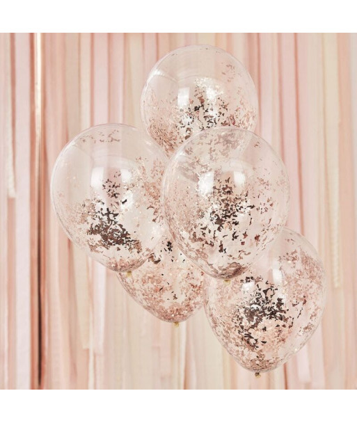 Ballon confettis rose gold x5