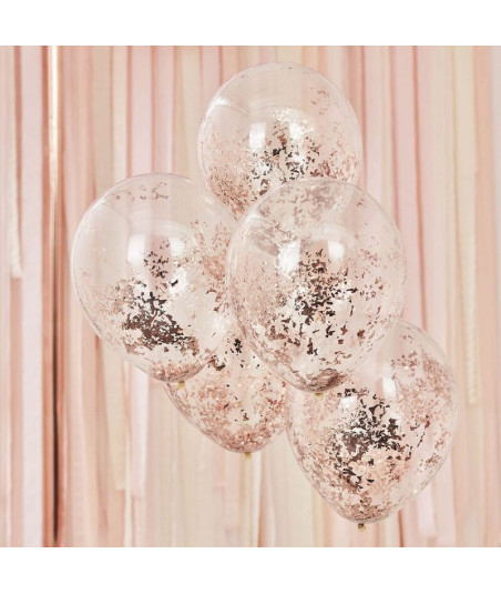 Ballon confettis rose gold x5