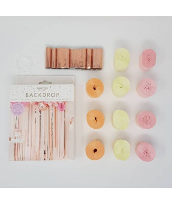 Rideau Backdrop rose gold, rose nude et pêche