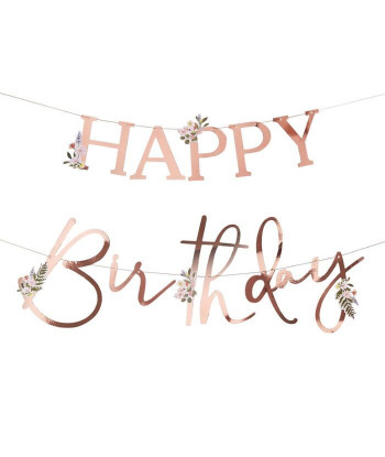 Guirlande Happy birthday or rose