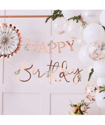 Guirlande Happy birthday or rose