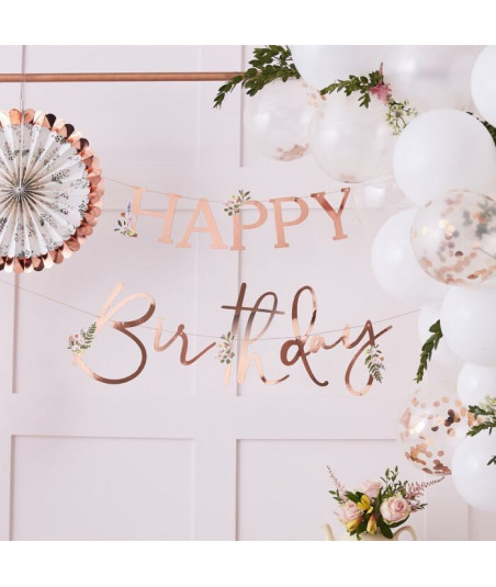 Guirlande Happy birthday or rose