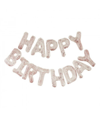 Ballons lettres Happy Birthday rose gold