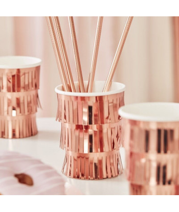Gobelets rose gold à franges x8