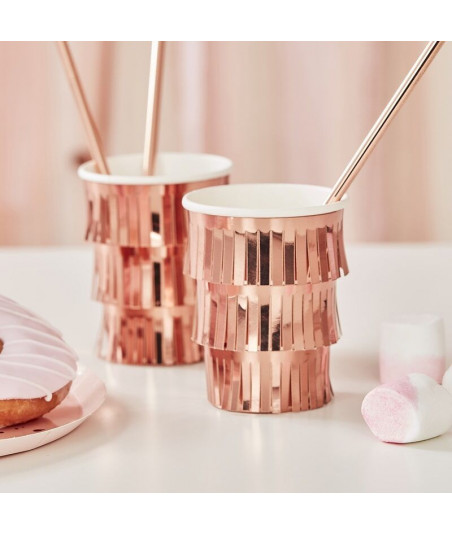Gobelets rose gold à franges x8