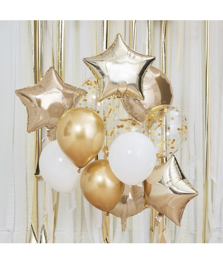 Bouquet de ballons or et blanc