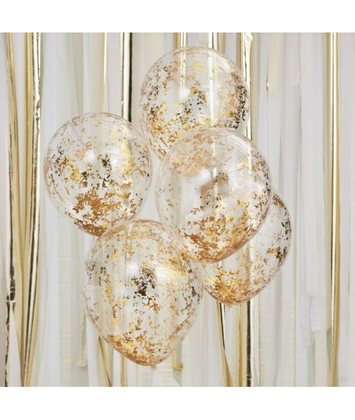 Ballon confettis originaux or x5
