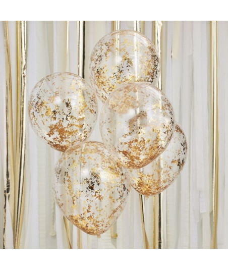 Ballon confettis originaux or x5