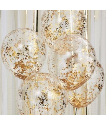 Ballon confettis originaux or x5