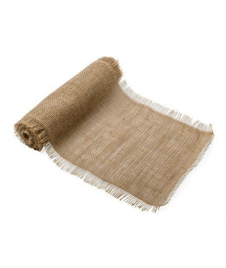 Chemin de table en jute à frange