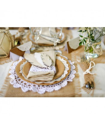 Chemin de table en jute à frange