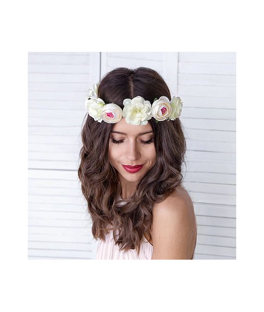 Couronne de fleurs blanche pour cheveux evjf