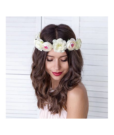 Couronne de fleurs blanche pour cheveux evjf