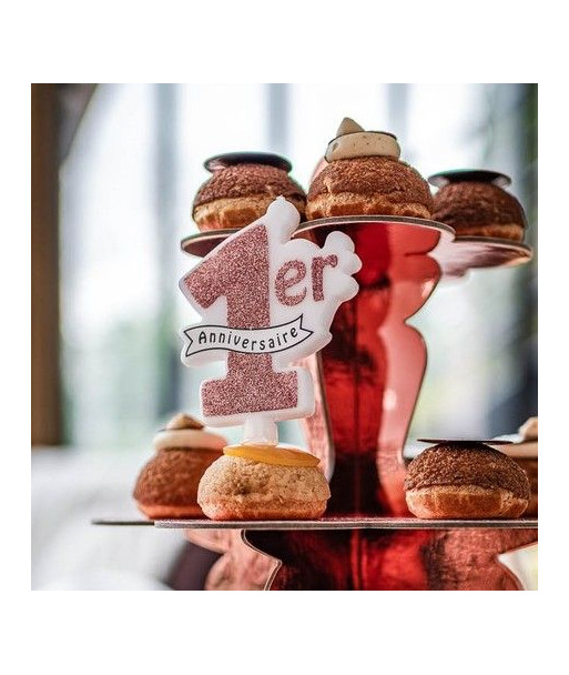 Bougie anniversaire 1 AN - rose gold