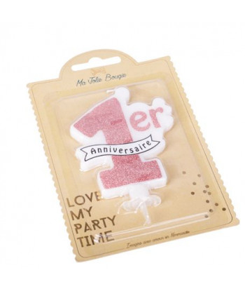 Bougie anniversaire 1 AN - rose gold