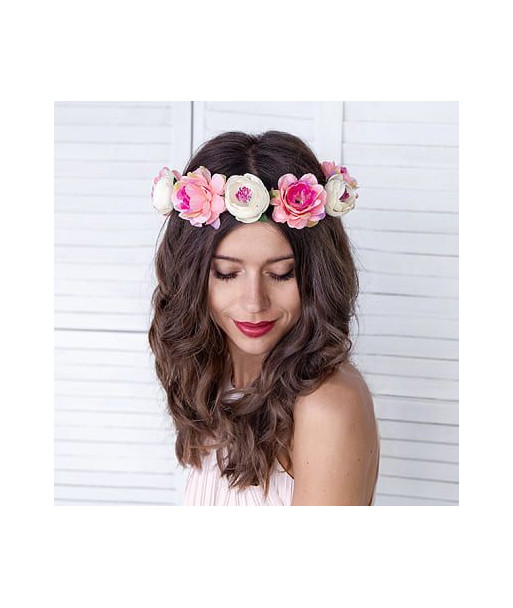 Couronne de fleurs corail