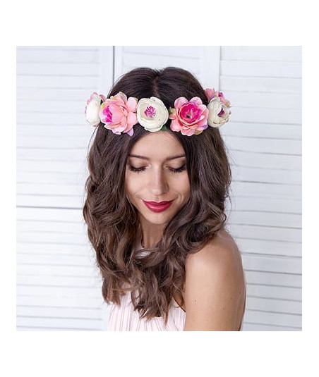 Couronne de fleurs corail