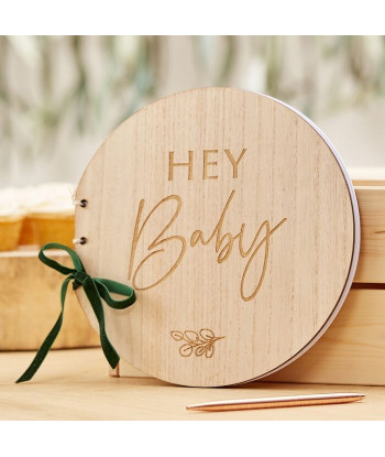 Livre d'or en bois pour bébé "hey baby"